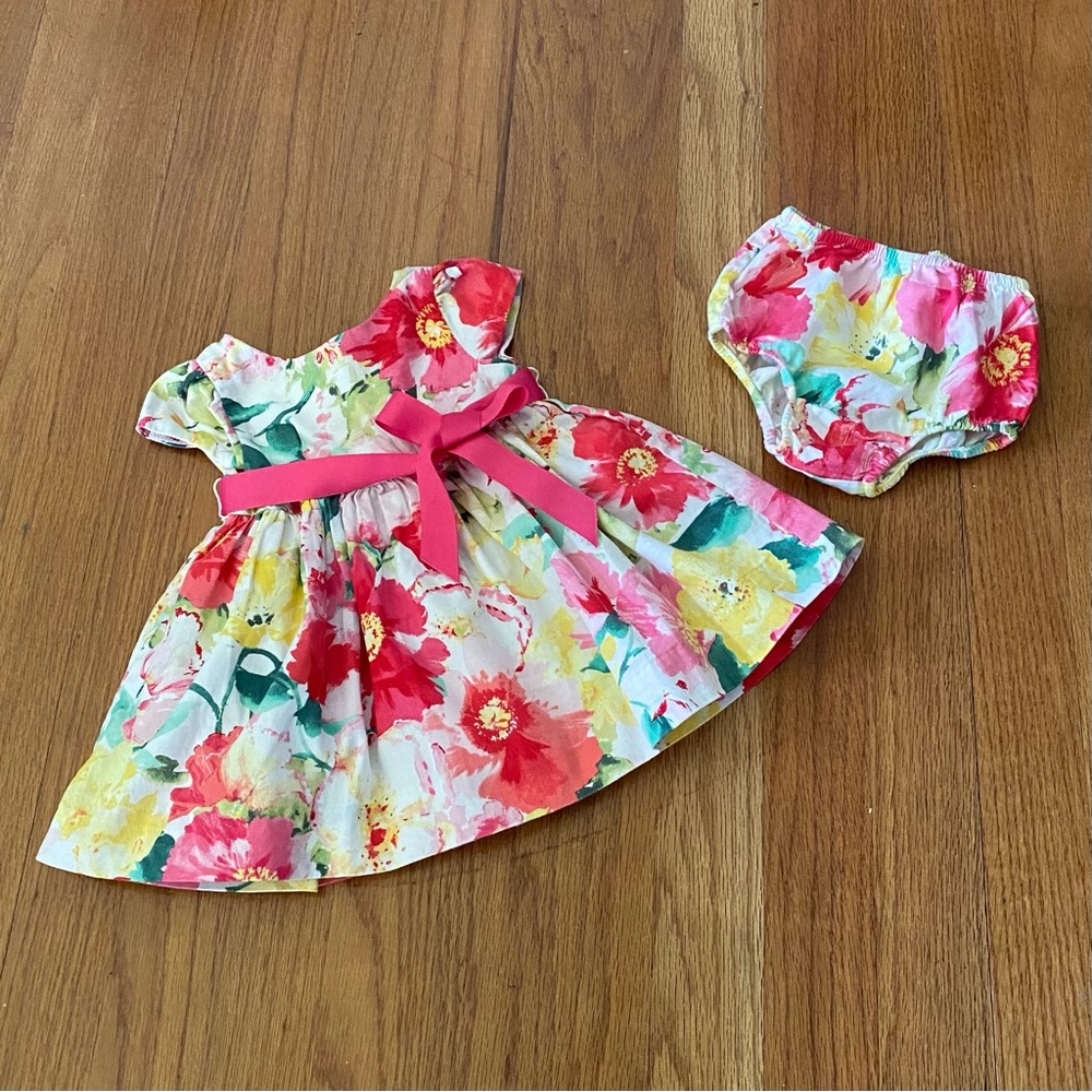 Ralph Lauren Formal Floral Baby Dress with Bloomers